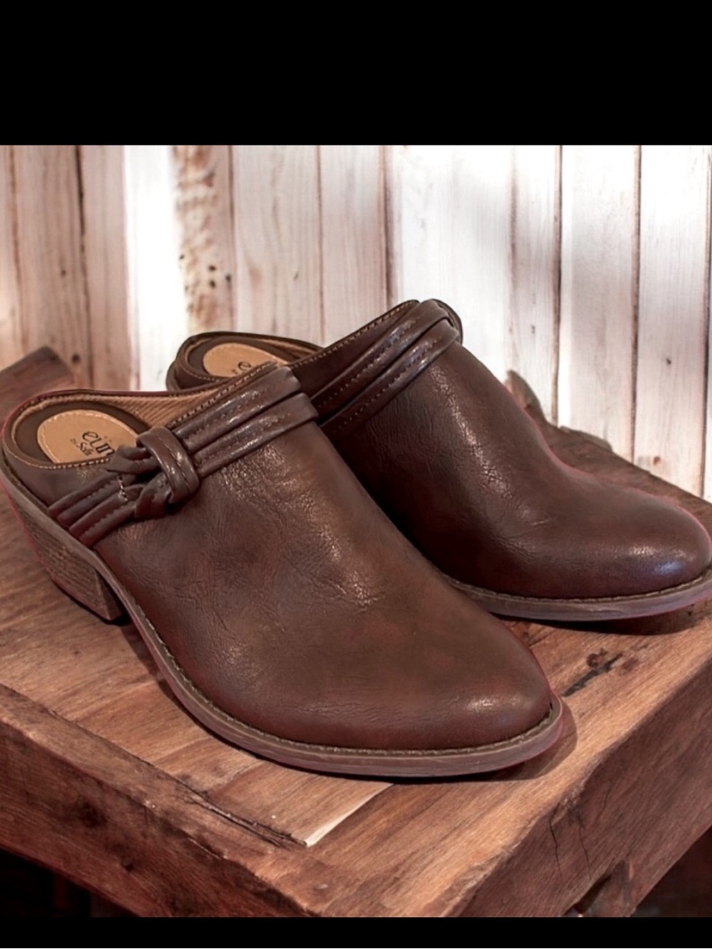 NEW Eurosoft Amelia Mule Brown Faux Leather Womens Sz 8 NEW/no box